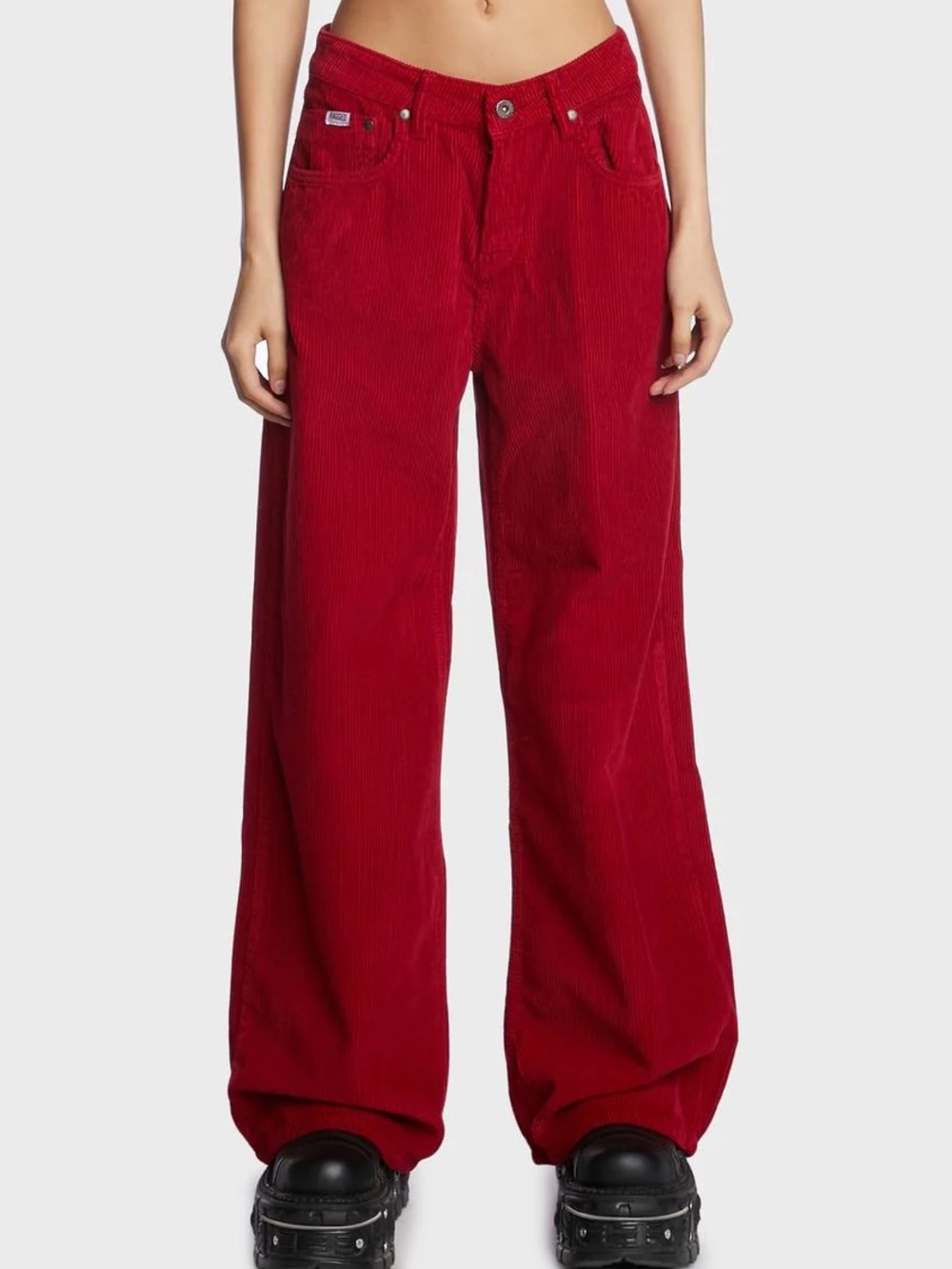 Ragged priest low rise ultra baggy red corduroy jeans size 34